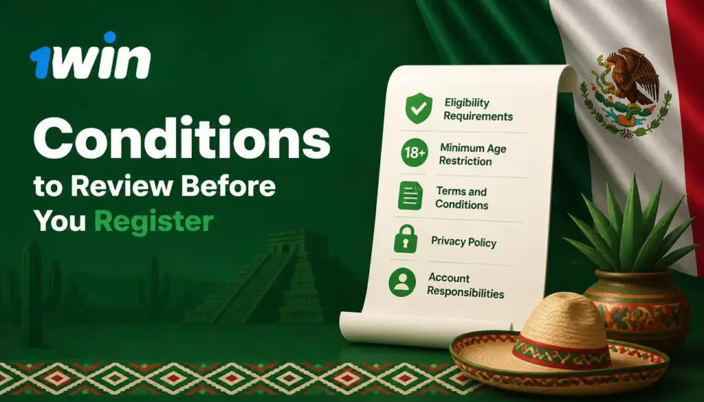 Ilustración de registro en 1win para México: conditions