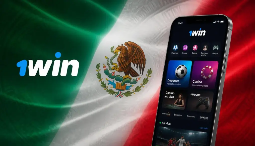 Ilustración de aplicación móvil de 1win para México
