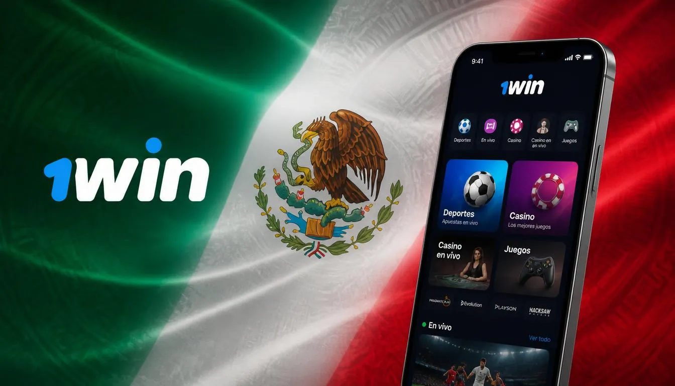 Ilustración de aplicación móvil de 1win para México