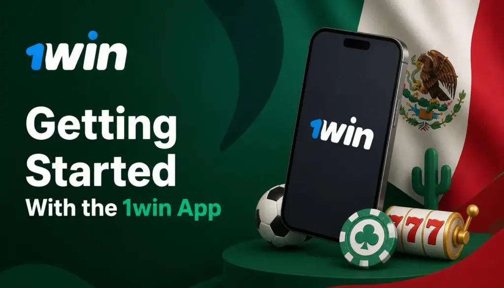 Ilustración de aplicación móvil de 1win para México: intro